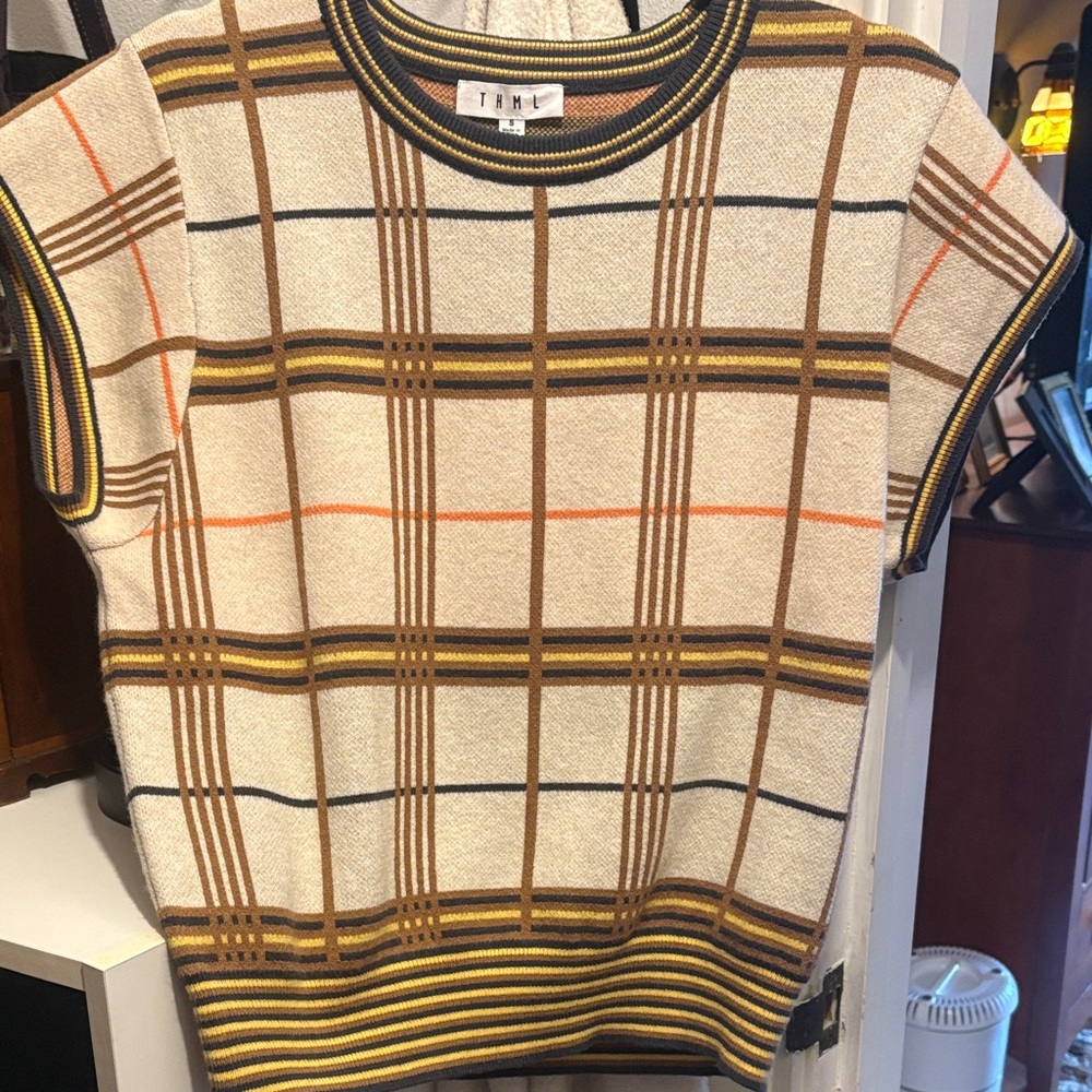 THML Multicolor Plaid Knit Top
